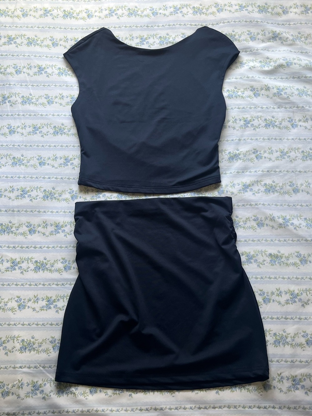 Navy Women's Two-Piece Skirt Set - open back top